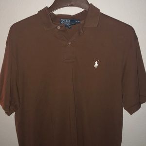 Long and brown size medium polo collared shirt